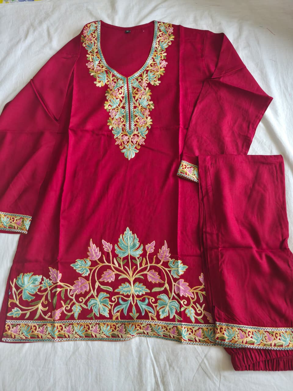 Pure cotton Kashmiri Aari work co-ord set